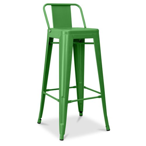 Tabouret De Bar Avec Dossier - Design Industriel - 76cm - -metalix Vert