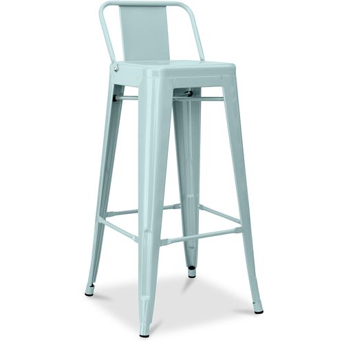 Tabouret De Bar Avec Dossier - Design Industriel - 76cm - -metalix Vert Pâle
