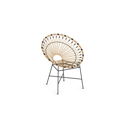 Chaise D'extérieur Ronde En Rotin Synthétique - Design Boho Bali - Monai Naturel