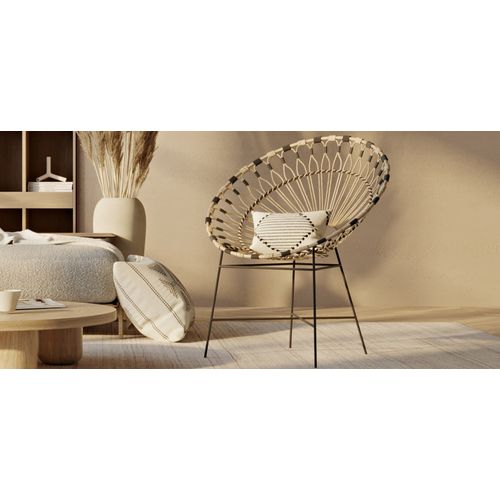 Chaise D'extérieur Ronde En Rotin Synthétique - Design Boho Bali - Monai Naturel