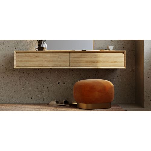 Pouf Banc De Maquillage - Velours Et Métal - Premium Orange