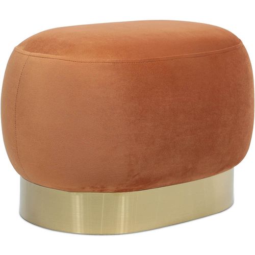 Pouf Banc De Maquillage - Velours Et Métal - Premium Orange