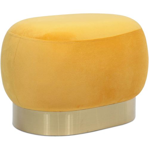 Pouf Banc De Maquillage - Velours Et Métal - Premium Jaune
