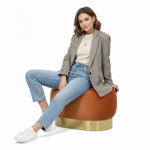 Pouf Banc De Maquillage - Velours Et Métal - Premium Taupe