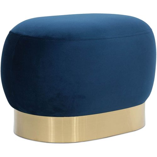 Pouf Banc De Maquillage - Velours Et Métal - Premium Bleu Foncé