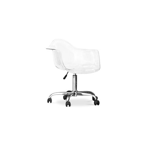Fauteuil De Bureau Pivotant Et Transparent Avec Roulettes - Loy Gris Transparent