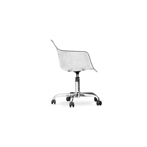 Fauteuil De Bureau Pivotant Et Transparent Avec Roulettes - Loy Gris Transparent