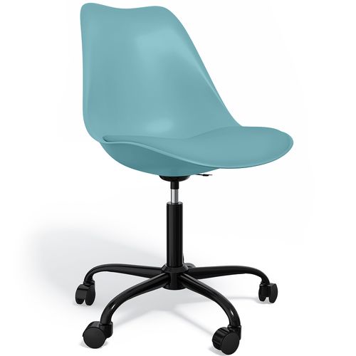 Chaise De Bureau Pivotante Tulip Avec Roulettes - Structure Noire Aquamarine