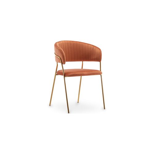 Chaise De Salle à Manger - Tapissée En Velours - Lona Orange Rougeâtre