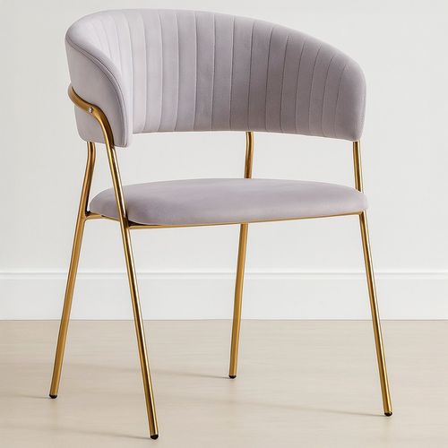 Chaise De Salle à Manger - Tapissée En Velours - Lona Orange Rougeâtre