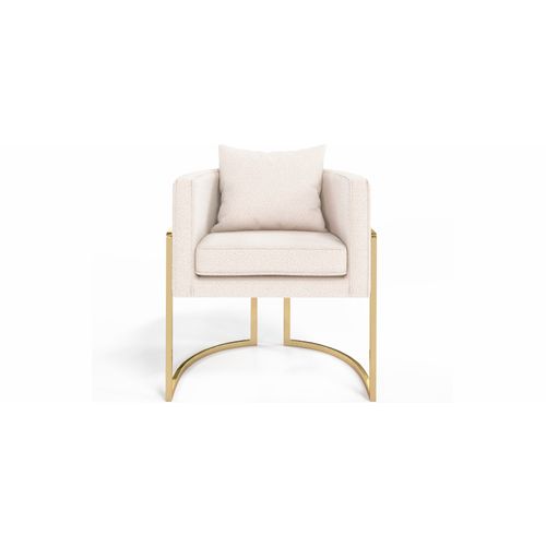 Chaise De Salle à Manger - Avec Accoudoirs - En Bouclette Fausse Fourrure Tapissée - Boucles Blanche