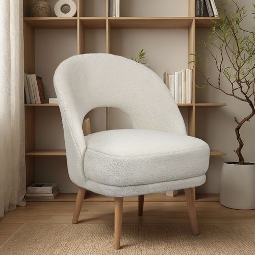 Chaise De Salle à Manger Tapissée En Bouclé - Arka Blanc