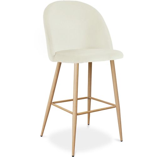 Tabouret Tapissé En Velours - Design Scandinave - Bennett Crème