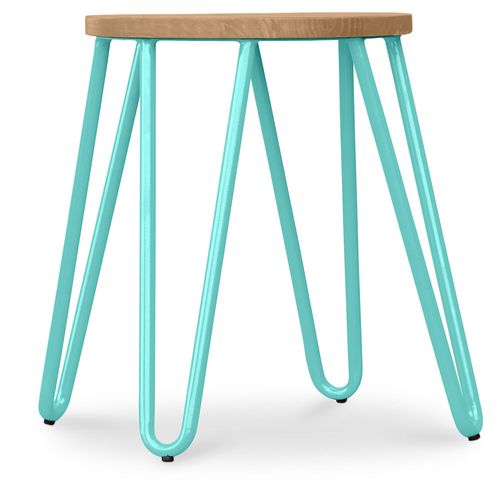 Tabouret Hairpin - 42cm - Bois Clair Et Métal Vert Pastel