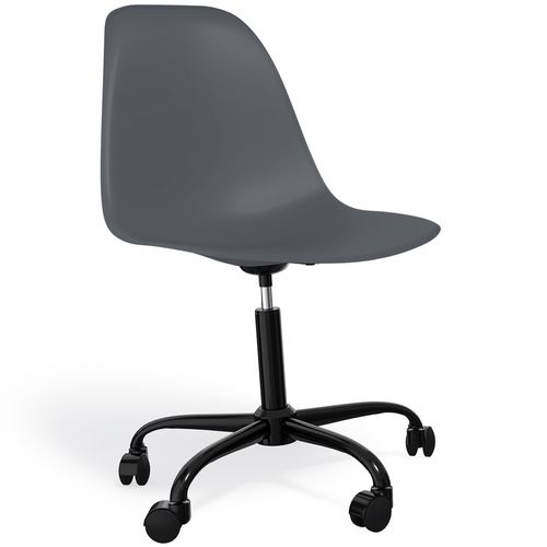 Chaise De Bureau Avec Accoudoirs - Chaise De Bureau à Roulettes - Structure Noire Brielle Gris Foncé