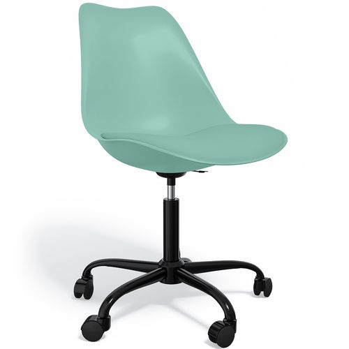 Chaise De Bureau Pivotante Tulip Avec Roulettes - Structure Noire Vert Pastel