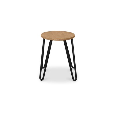 Tabouret Hairpin - 42cm - Bois Clair Et Métal Gris Clair