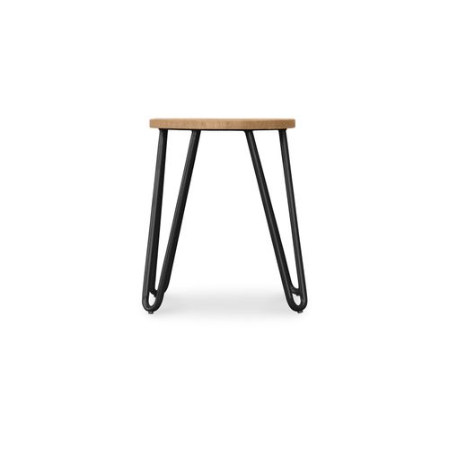 Tabouret Hairpin - 42cm - Bois Clair Et Métal Gris Clair