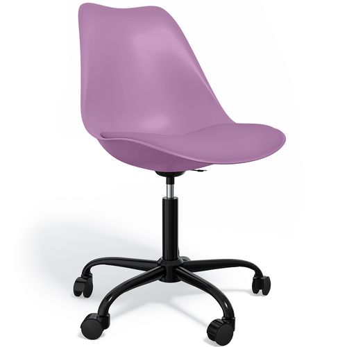 Chaise De Bureau Pivotante Tulip Avec Roulettes - Structure Noire Violet Pastel
