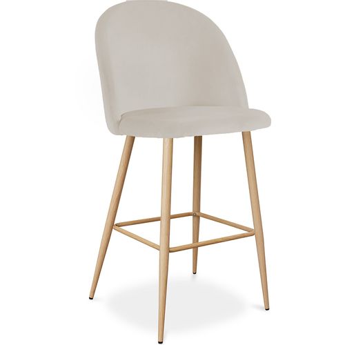 Tabouret Tapissé En Velours - Design Scandinave - Bennett Beige
