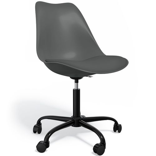 Chaise De Bureau Pivotante Tulip Avec Roulettes - Structure Noire Gris Foncé