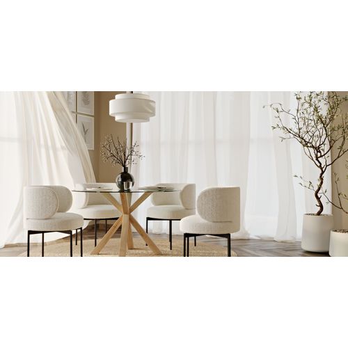 Table à Manger Ronde - 120cm - Verre - Ebra Naturel