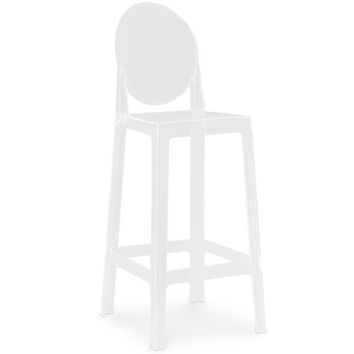 Tabouret De Bar Avec Dossier Victoire - 75cm - Design Transparent Blanc