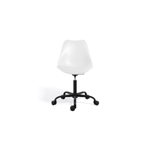 Chaise De Bureau Pivotante Tulip Avec Roulettes - Structure Noire Turquoise