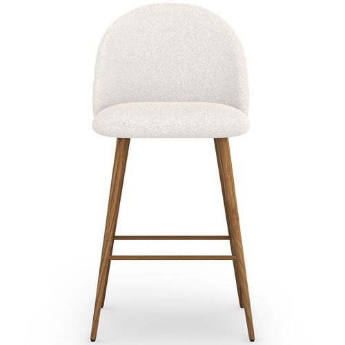 Tabouret Tapissé En Tissu Bouclé - Design Scandinave - 66 Cm - Bennett Blanc
