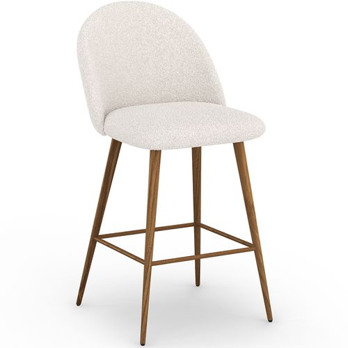 Tabouret Tapissé En Tissu Bouclé - Design Scandinave - 66 Cm - Bennett Blanc