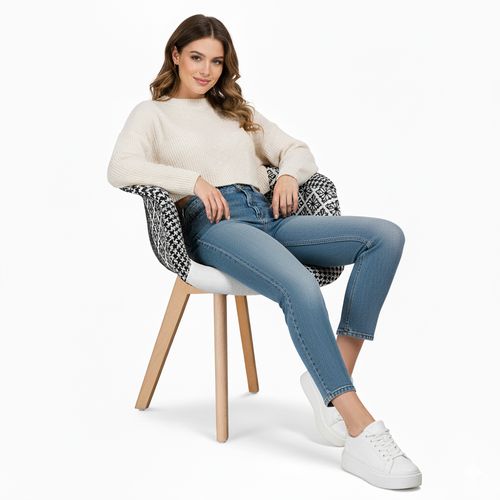 Premium Chaise Design Amir Blanche Et Noire - Patchwork Blanc / Noir