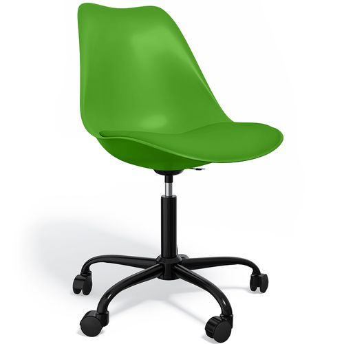 Chaise De Bureau Pivotante Tulip Avec Roulettes - Structure Noire Vert