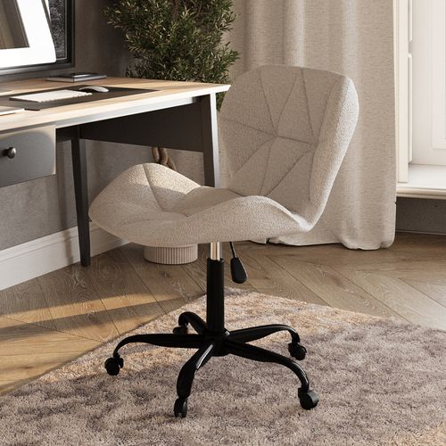 Chaise De Bureau Tapissée En Tissu Bouclé - Structure Noire Winka Blanc