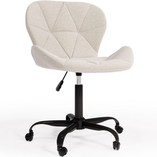 Chaise De Bureau Tapissée En Tissu Bouclé - Structure Noire Winka Blanc