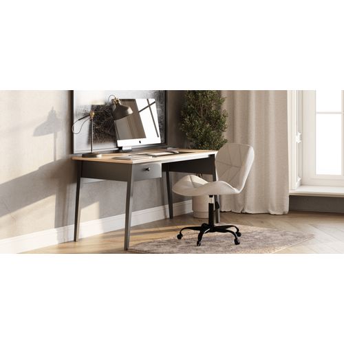 Chaise De Bureau Tapissée En Tissu Bouclé - Structure Noire Winka Blanc