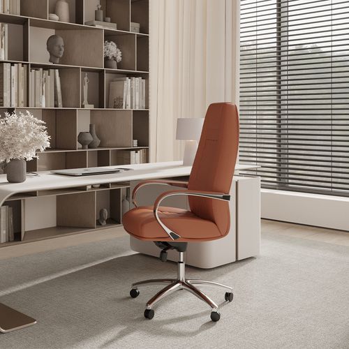 Chaise De Bureau Ergonomique Avec Roulettes Et Accoudoirs - Studio Marron