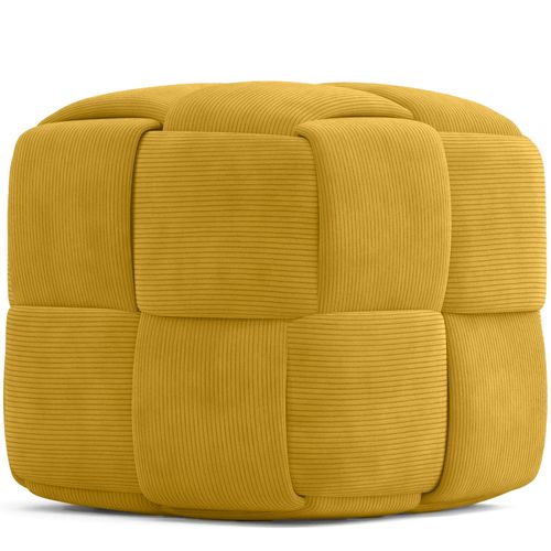 Pouf Carré Tapissé En Velours Côtelé - Design Moderne - Dice Moutarde