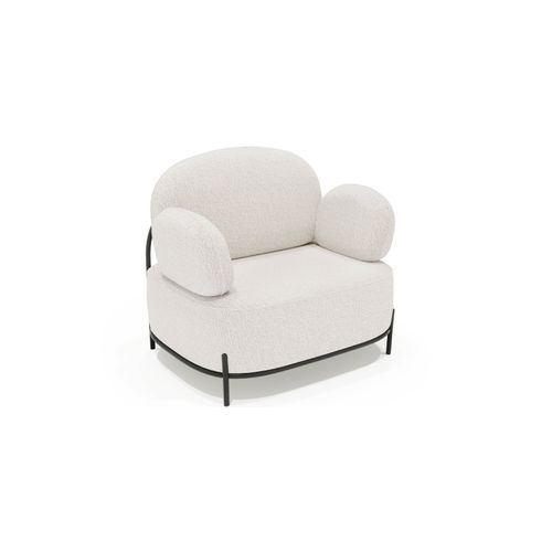 Fauteuil De Design - Tapissé En Tissu Bouclé - Munum Blanc