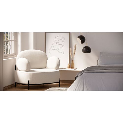 Fauteuil De Design - Tapissé En Tissu Bouclé - Munum Blanc