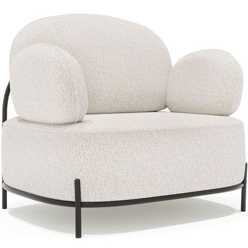 Fauteuil De Design - Tapissé En Tissu Bouclé - Munum Blanc