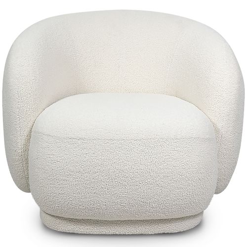 Fauteuil Tapissé En Tissu Bouclé - Design Courbé - Wendry Crème