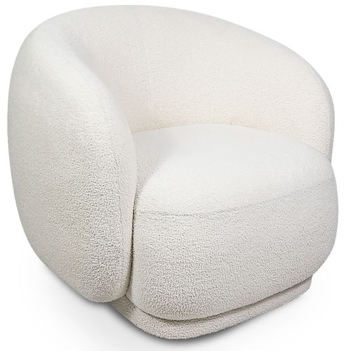 Fauteuil Tapissé En Tissu Bouclé - Design Courbé - Wendry Crème