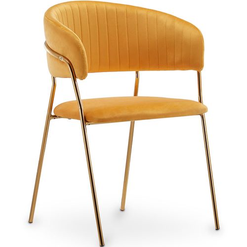 Chaise De Salle à Manger - Tapissée En Velours - Lona Jaune
