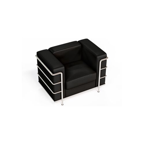Fauteuil Design - Revêtement En Cuir Végétalien - Bour Noir
