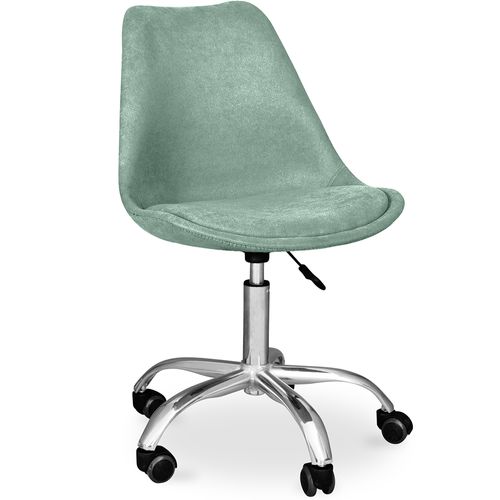 Chaise De Bureau à Roulettes Tapissée - Tulipe Bleu Pastel