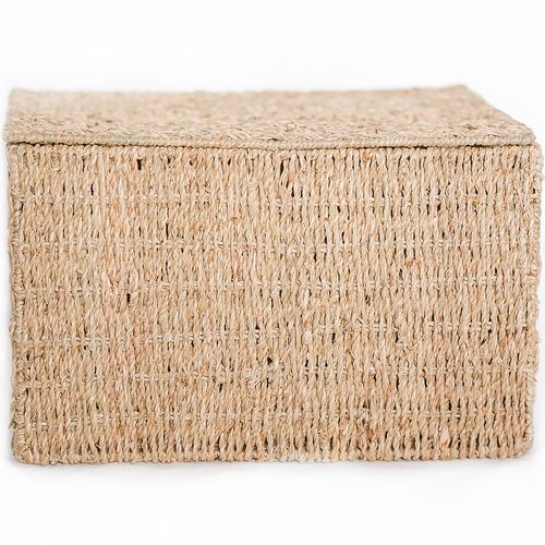 Panier En Fibre Naturelle Avec Couvercle - 40x30cm - Greey Naturel
