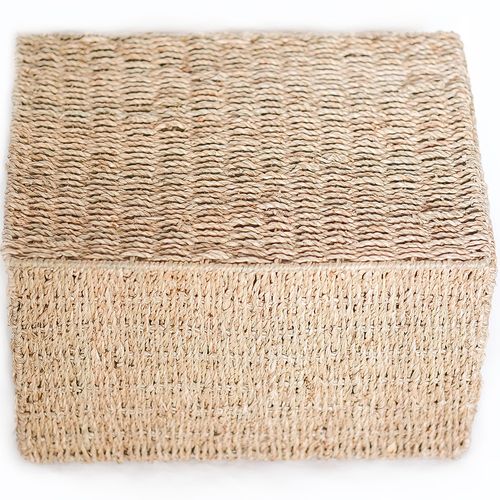 Panier En Fibre Naturelle Avec Couvercle - 40x30cm - Greey Naturel