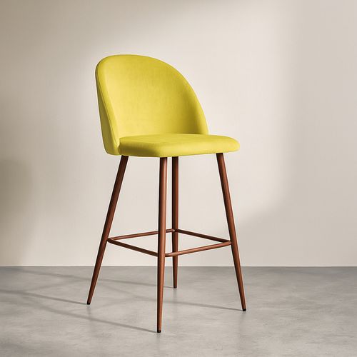 Tabouret Tapissé En Velours - Design Scandinave - Bennett Crème