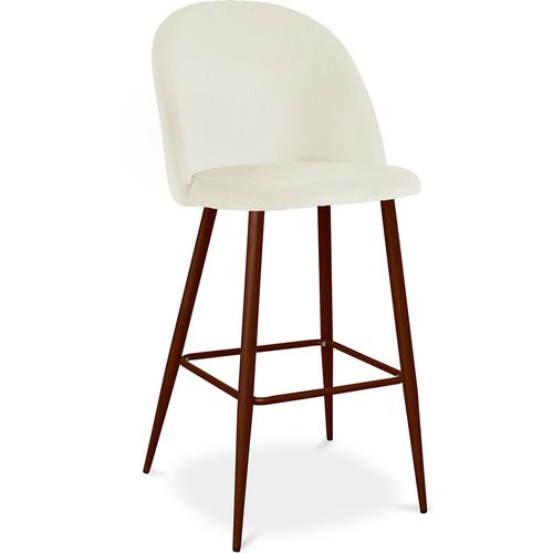 Tabouret Tapissé En Velours - Design Scandinave - Bennett Crème