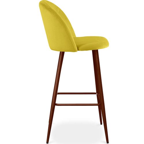 Tabouret Tapissé En Velours - Design Scandinave - Bennett Crème
